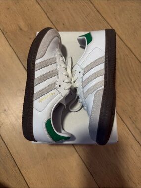 KITH adidas White SAMBAS with Green Heel and Brown Sole